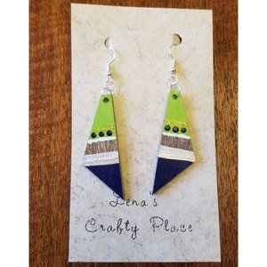 Seahawks Seattle Sounders Mandala Wooden Earrings